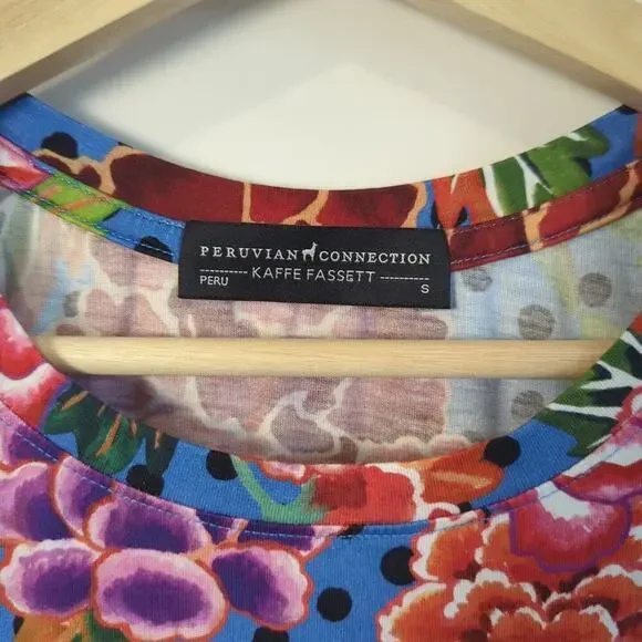 Peruvian Connection Kaffe Fassett Chelsea Floral Polka Dot Multicolor Top Size S - Picture 3 of 7